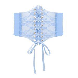 7454 Women Lace-up Corset Waist Belt Transparent Pvc Lace Crochet Petal